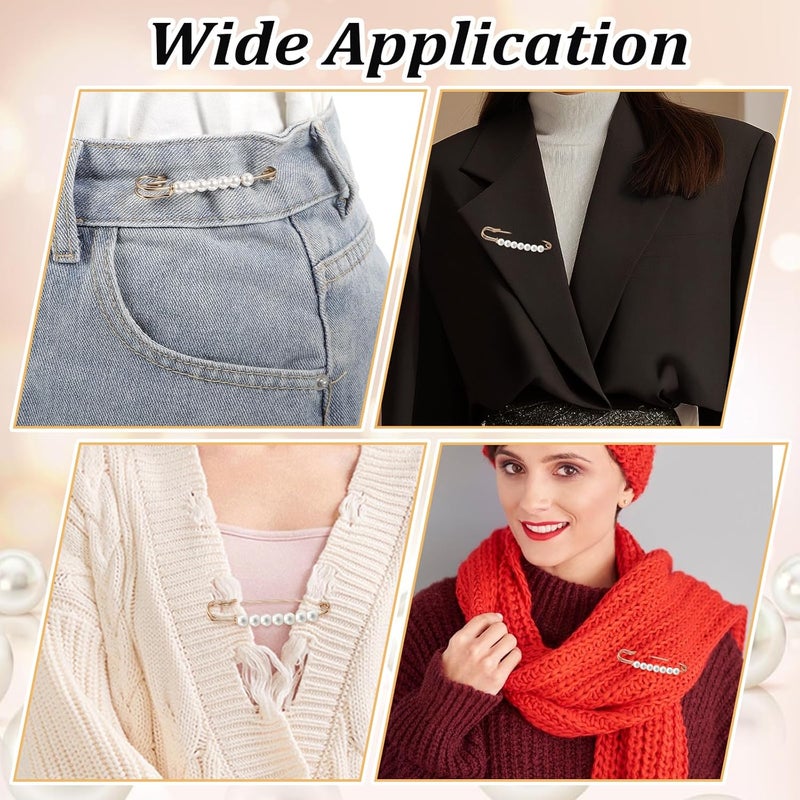 Ymapinc Gold Pearl Brooch Pins for Women, 4Pcs Large Safety Pins Decor for Clothing Hijab Sweater Shirt Skirts Dresses Pants Sleeves Hats Collars Scarves Bags Fashion Wedding - Image 5